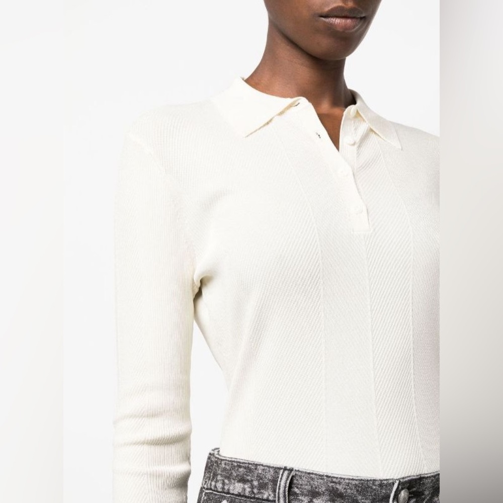 rag & bone Pacey ribbed-knit polo top